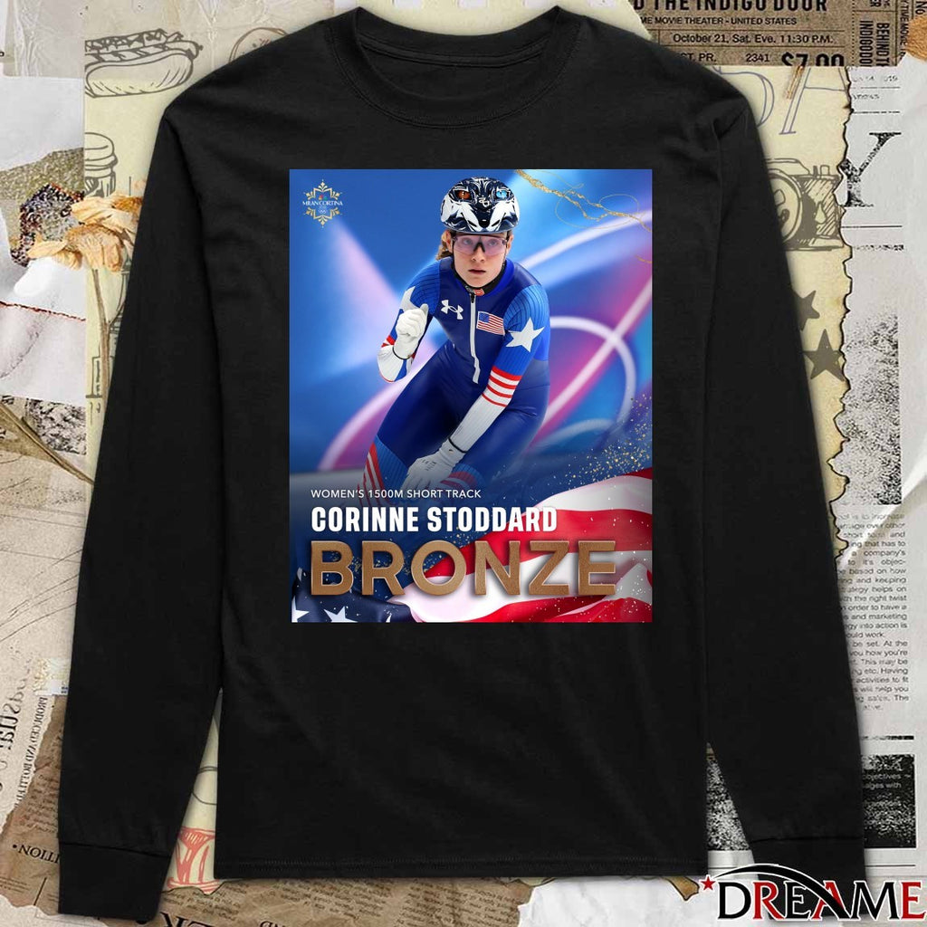 Women’s 1500m Short Track Corinne Stoddard Bronze Medal Milan Cortina 2026 Winter Olympics t-shirt