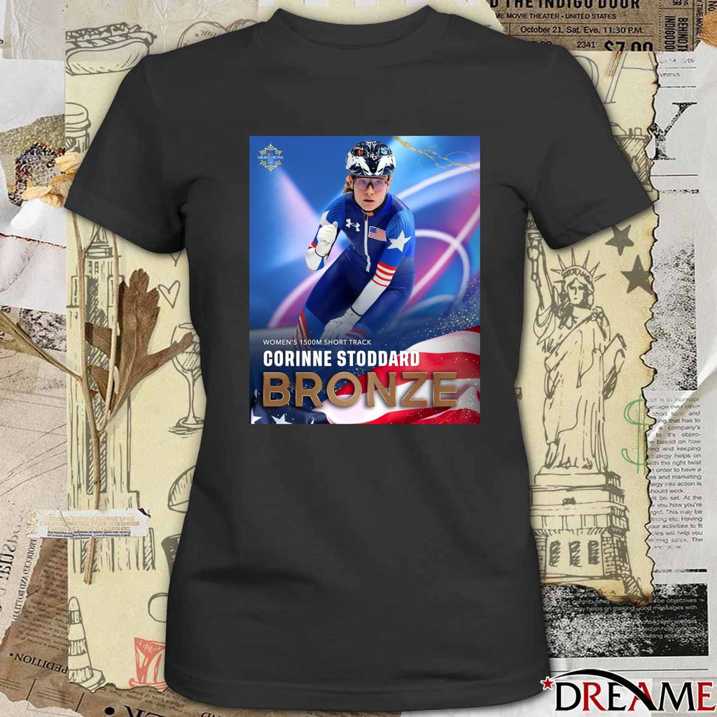 Women’s 1500m Short Track Corinne Stoddard Bronze Medal Milan Cortina 2026 Winter Olympics t-shirt