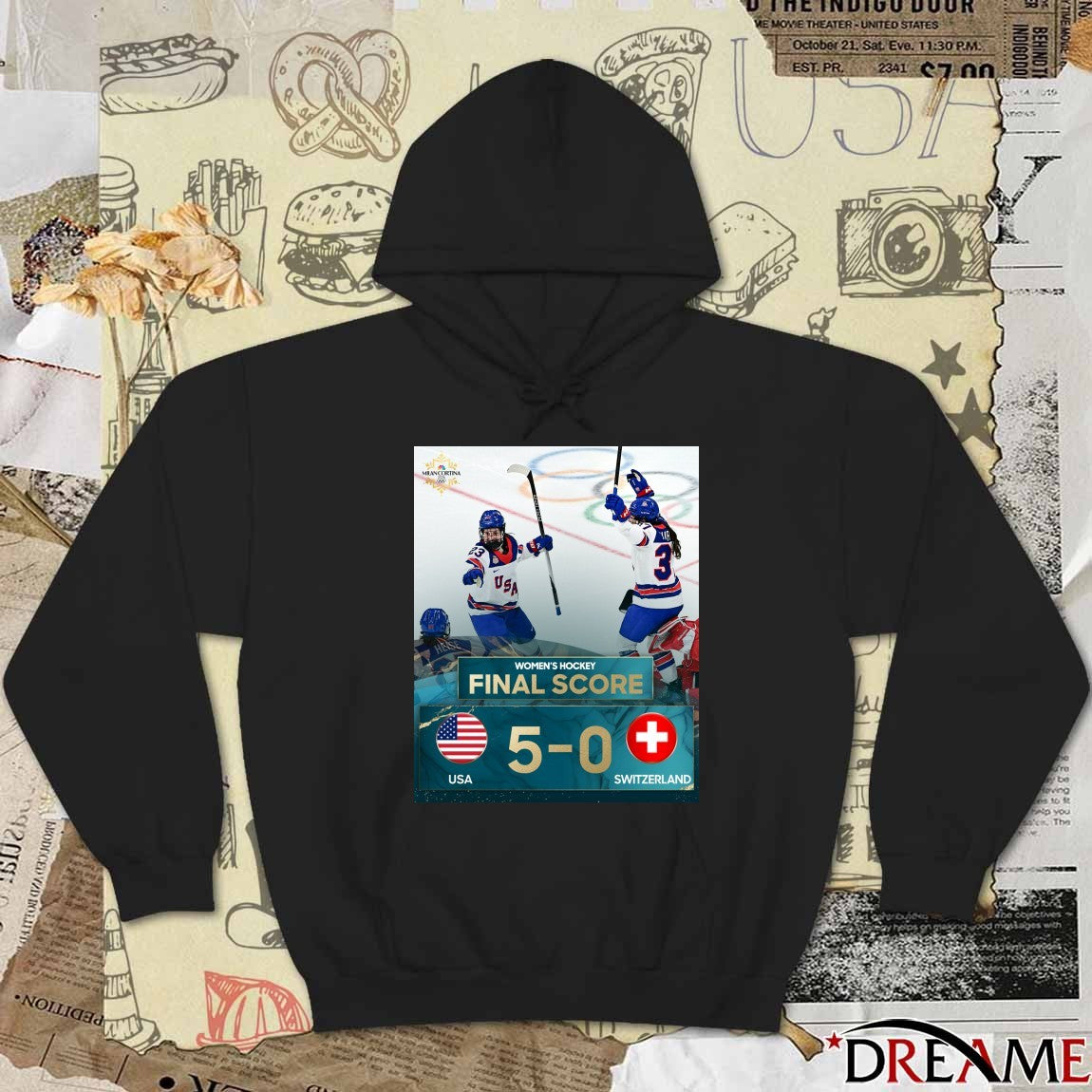 Women’s Hockey Final Score USA 5 – 0 Switzerland Winter Olympics Poster t-shirt