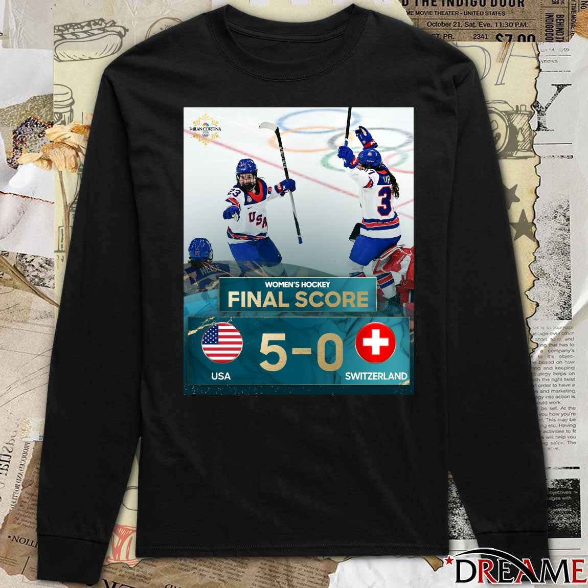 Women’s Hockey Final Score USA 5 – 0 Switzerland Winter Olympics Poster t-shirt