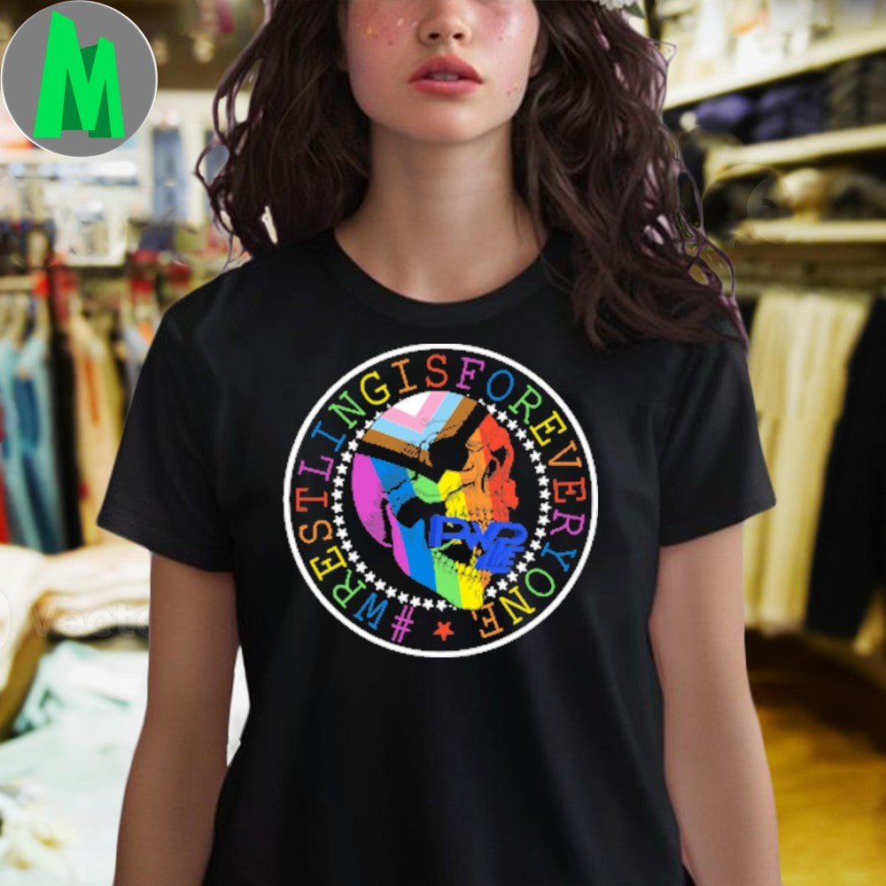 Wrestling Is For Everyone Rainbow Skull Shirt
