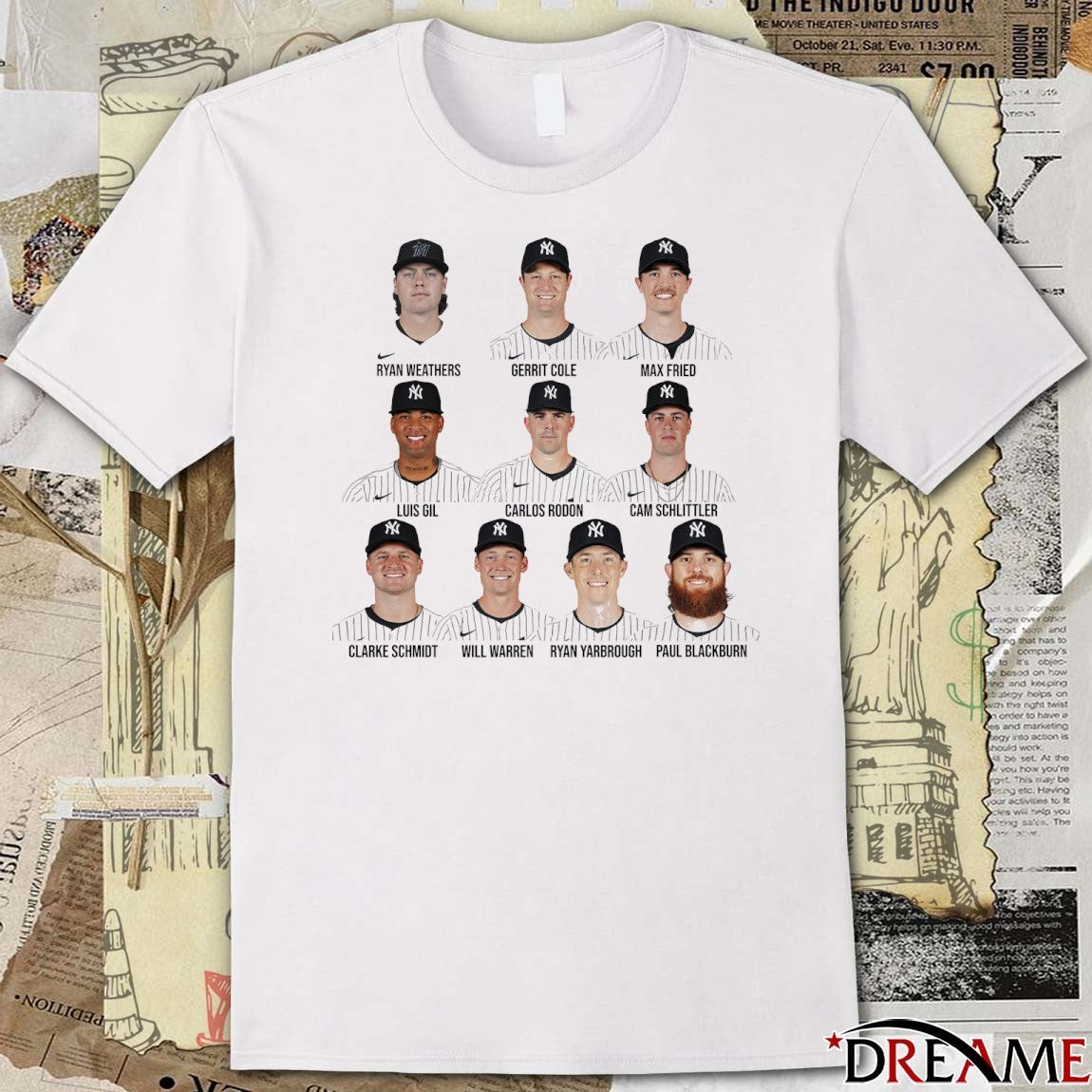 Yankees Ryan Weathers Gerrit Cole Max Fried Luis Gil Carlos Rodón Cam Schlittler t-shirt