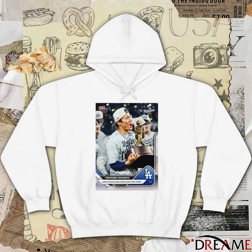Yoshinobu Yamamoto 2025 MLB Topps Los Angeles Dodgers Earns 2025 Willie Mays World Series MVP Honors Card t-shirt