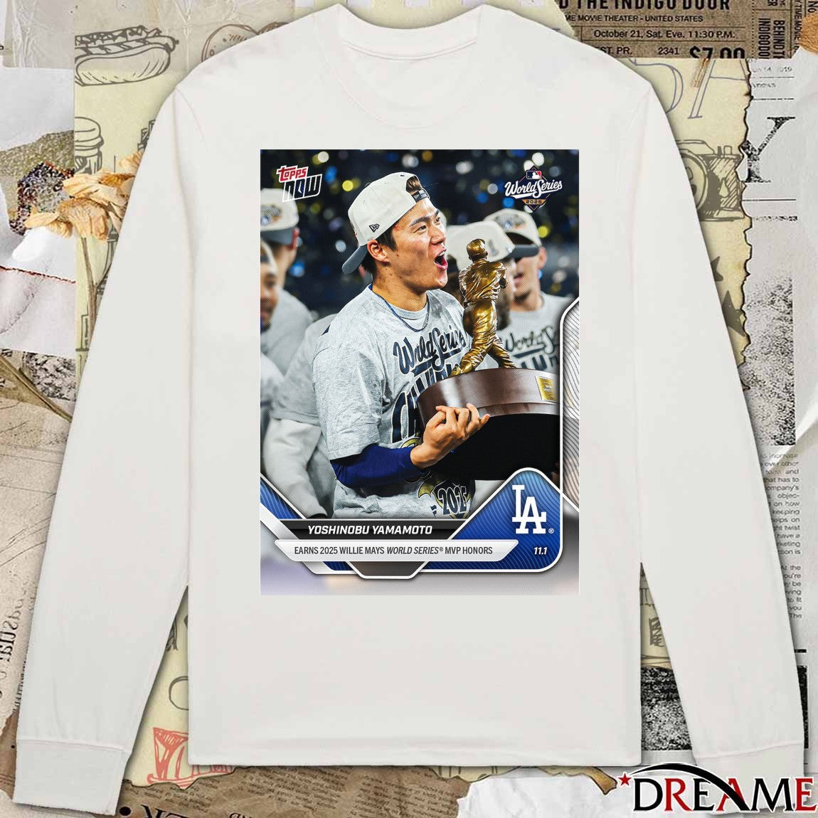 Yoshinobu Yamamoto 2025 MLB Topps Los Angeles Dodgers Earns 2025 Willie Mays World Series MVP Honors Card t-shirt