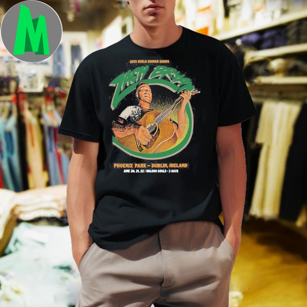 Zach Bryan 2025 World Summer Shows Dublin Ireland Concert T-Shirt
