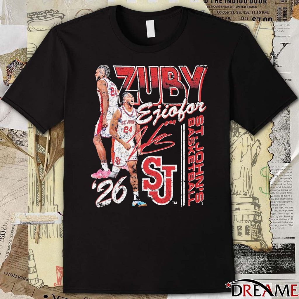 Zuby Ejiofor Elevated 90s St John’s Red Storm Men’s Basketball 2026 Signature t-shirt
