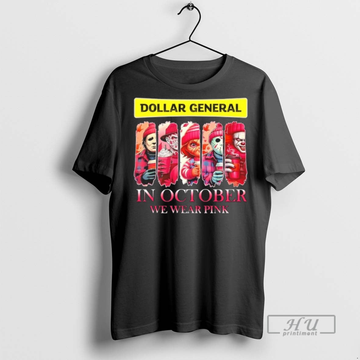 Officials Dollar General X Horror Movies Halloween In October We Wear Pink T Shirt
