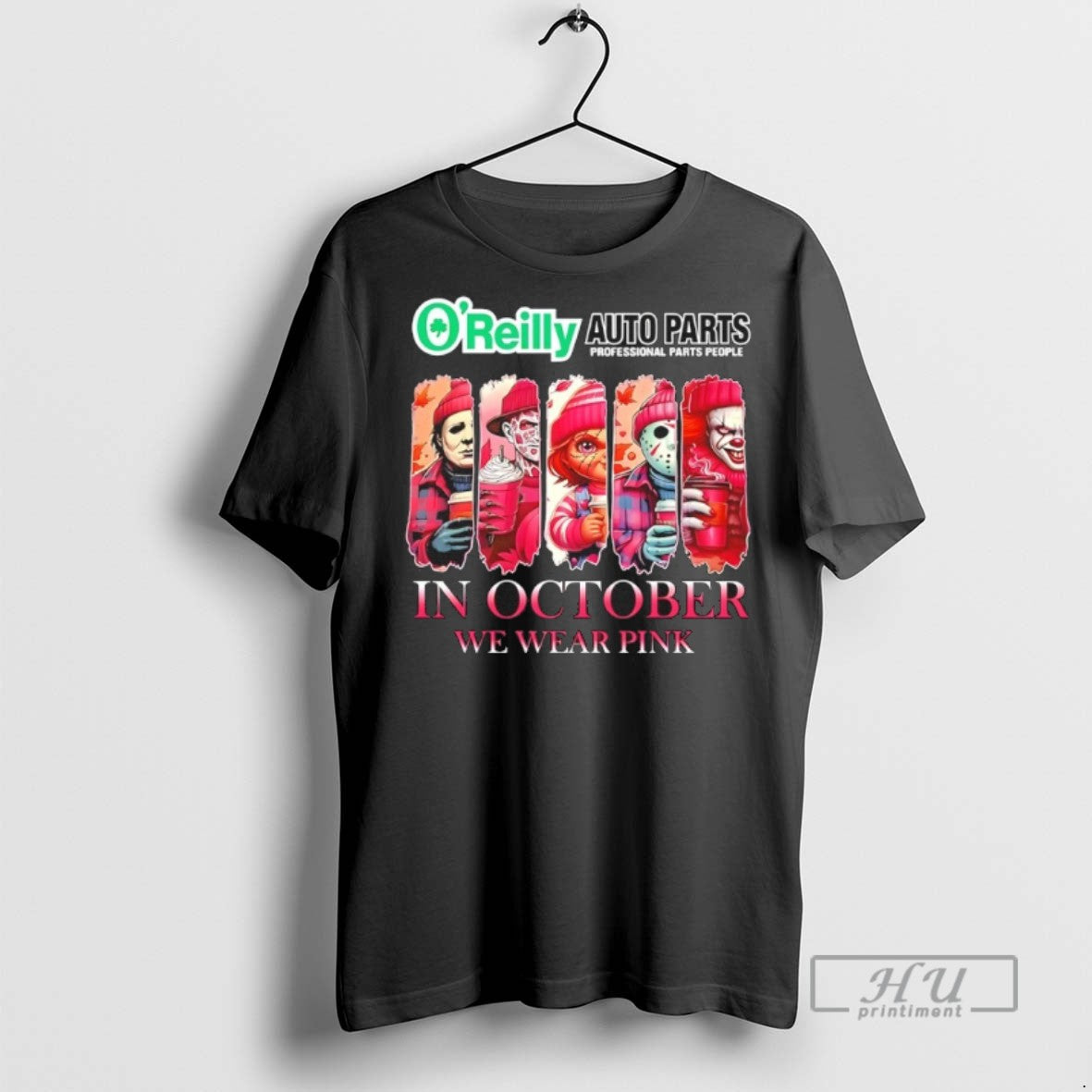 Officials Oreilly Auto Parts X Horror Movies Halloween In October We Wear Pink Shirt