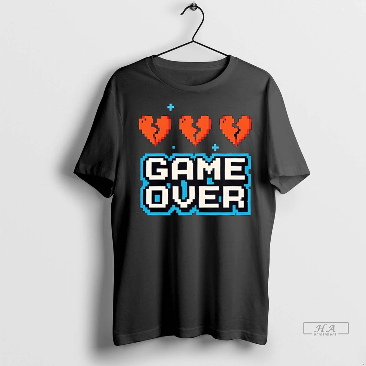 Officials Trendy Game Over Pixel Hearts Retro Arcade Gamer Shirt Sweater