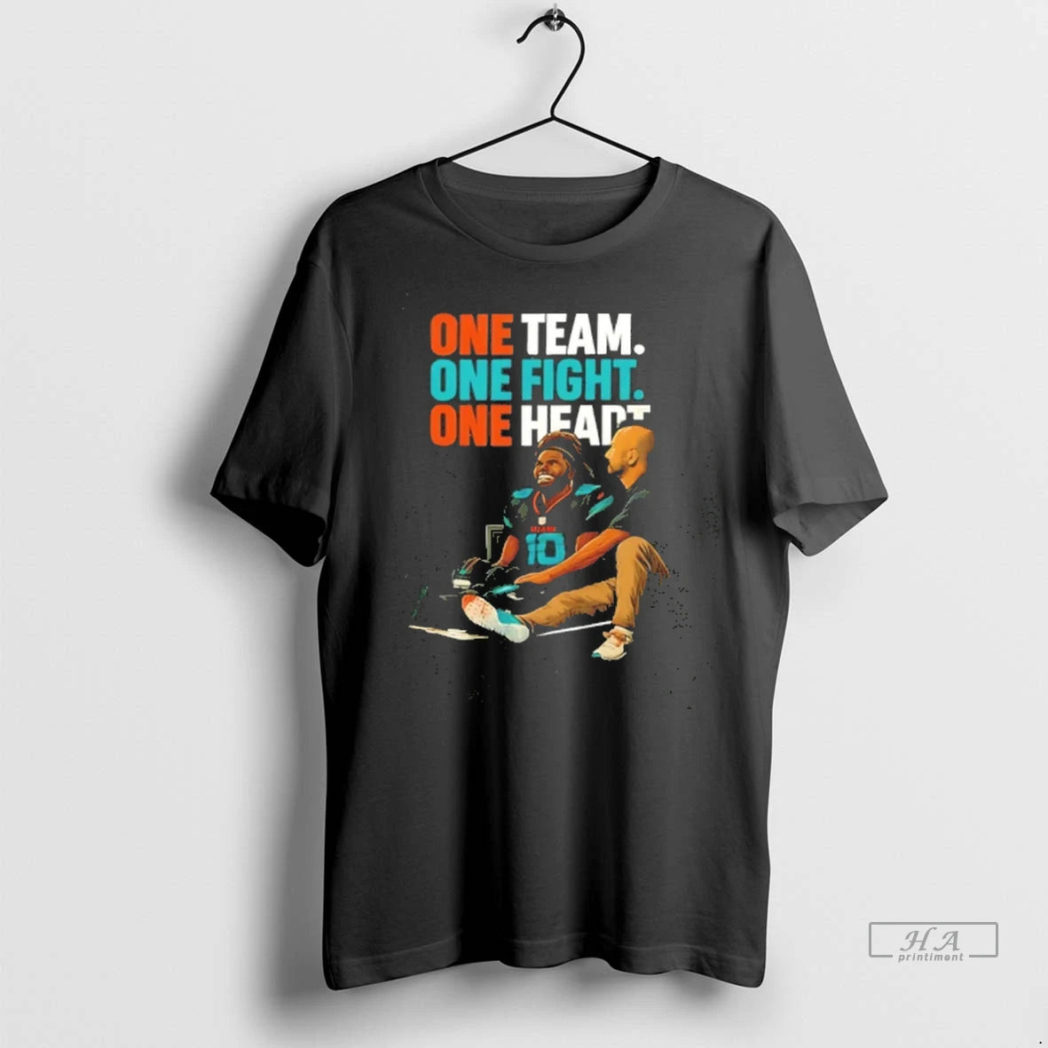 Officials Trendy One Team One Fight One Heart Miami Football No 10 Tee Shirt Sweater