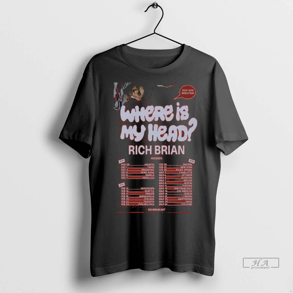 Officials Trendy Rich Brian Where Is My Head World Tour 2025 2026 Dates Shirt Sweater