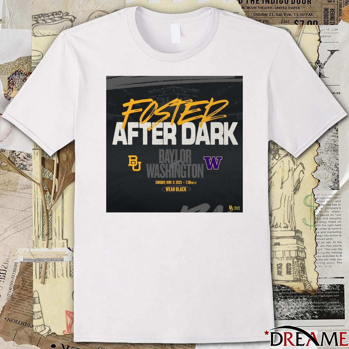 Offiicial Baylor vs. Washington Foster After Dark Sunday November 9 2025 Wear Black Poster t-shirt