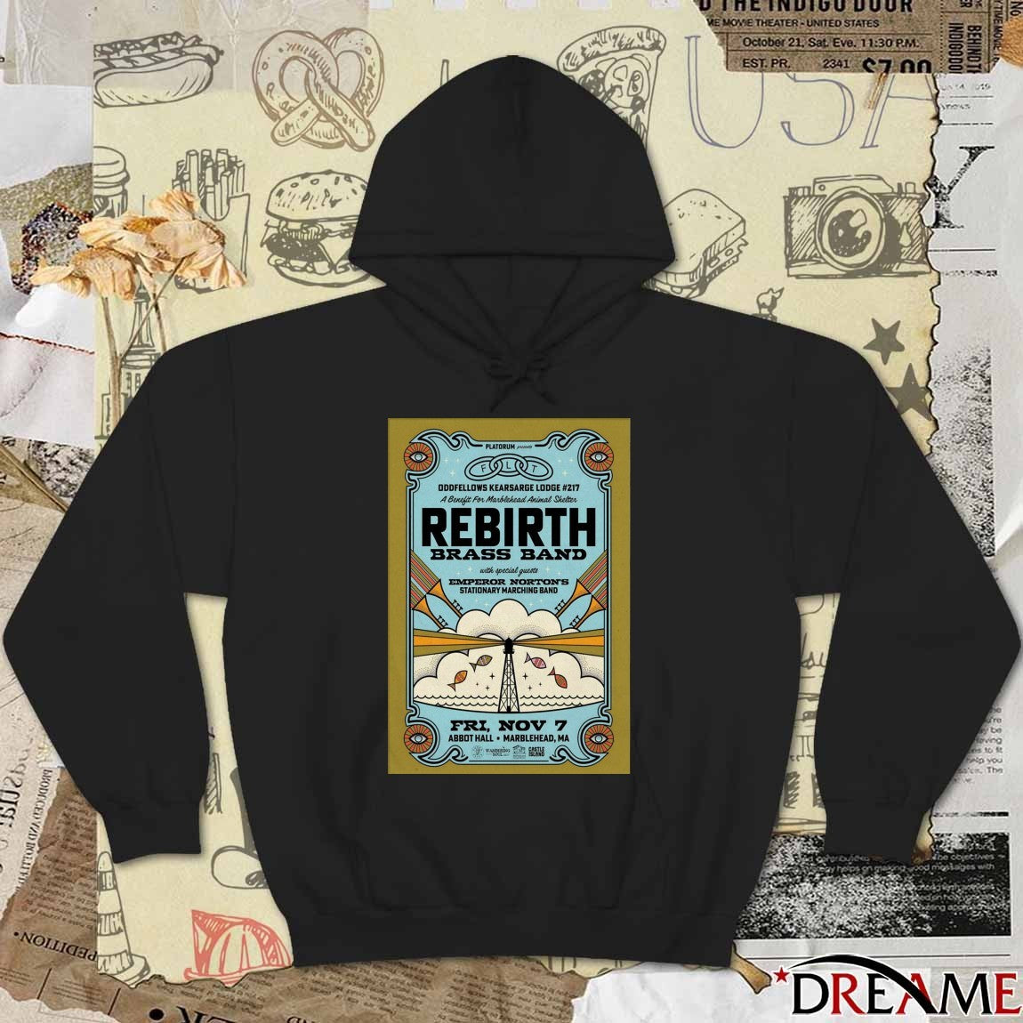 Offiicial Poster Rebirth Brass Band Abbot Hall in Marblehead MA November 7 2025 t-shirt