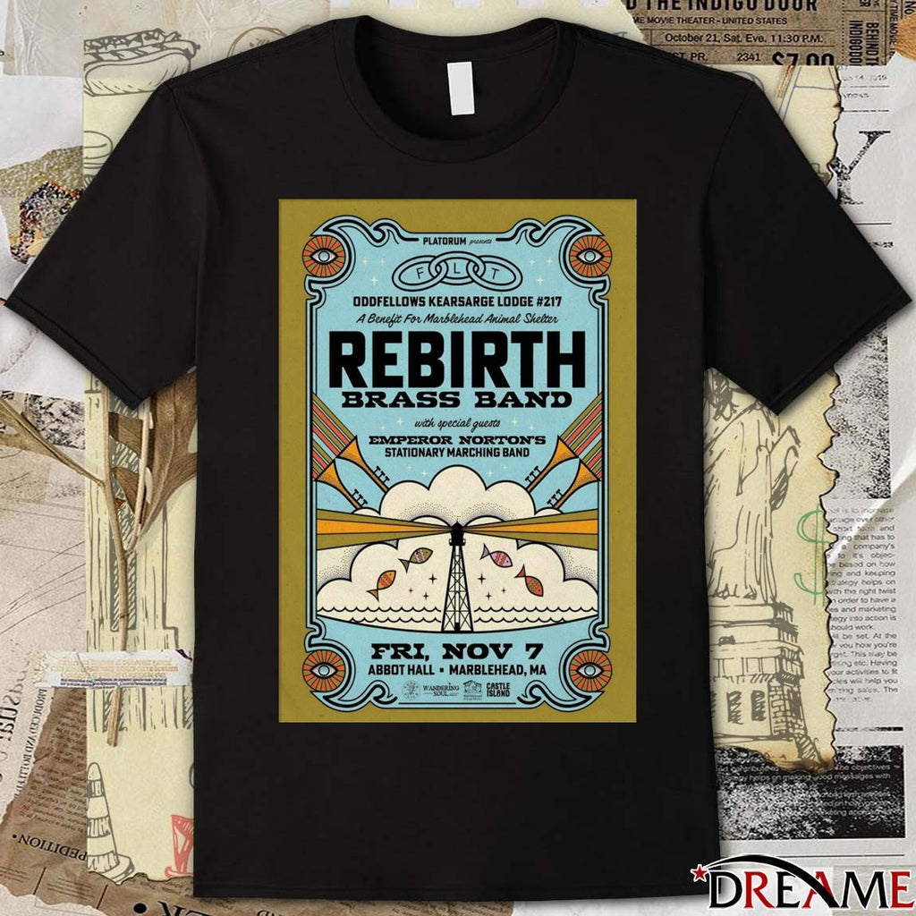 Offiicial Poster Rebirth Brass Band Abbot Hall in Marblehead MA November 7 2025 t-shirt