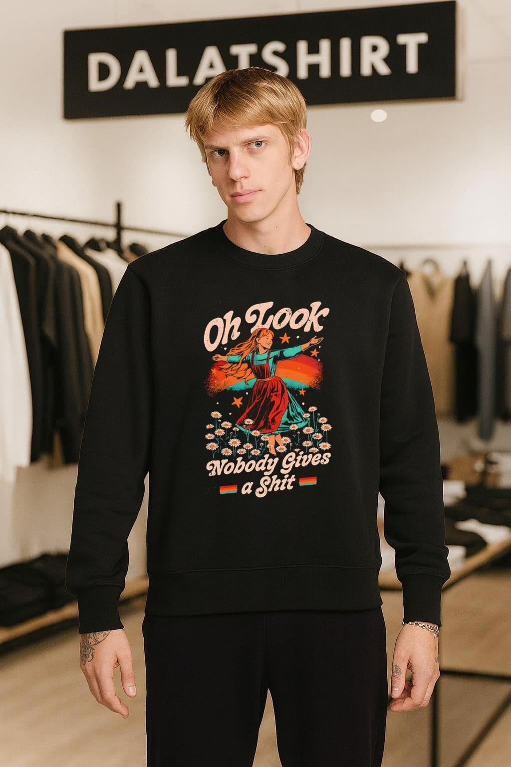 Oh Look Nobody Gives A Shit Vintage Rainbow Girl shirt