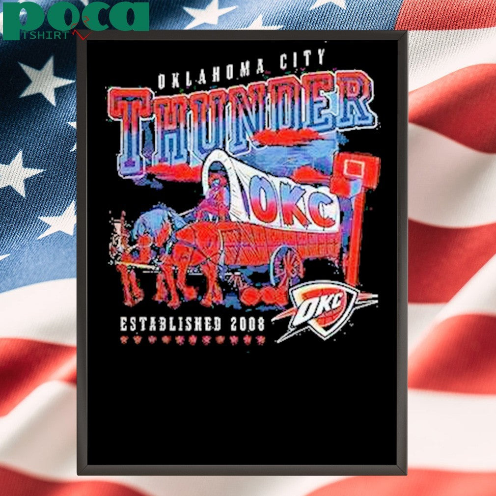 Oklahoma City Thunder Covered Wagon Western Basketball Style Shirt