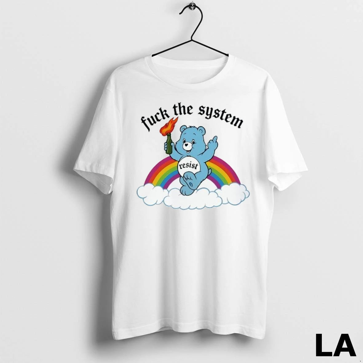 Original Care Bear Fuck The System Resist Rainbow