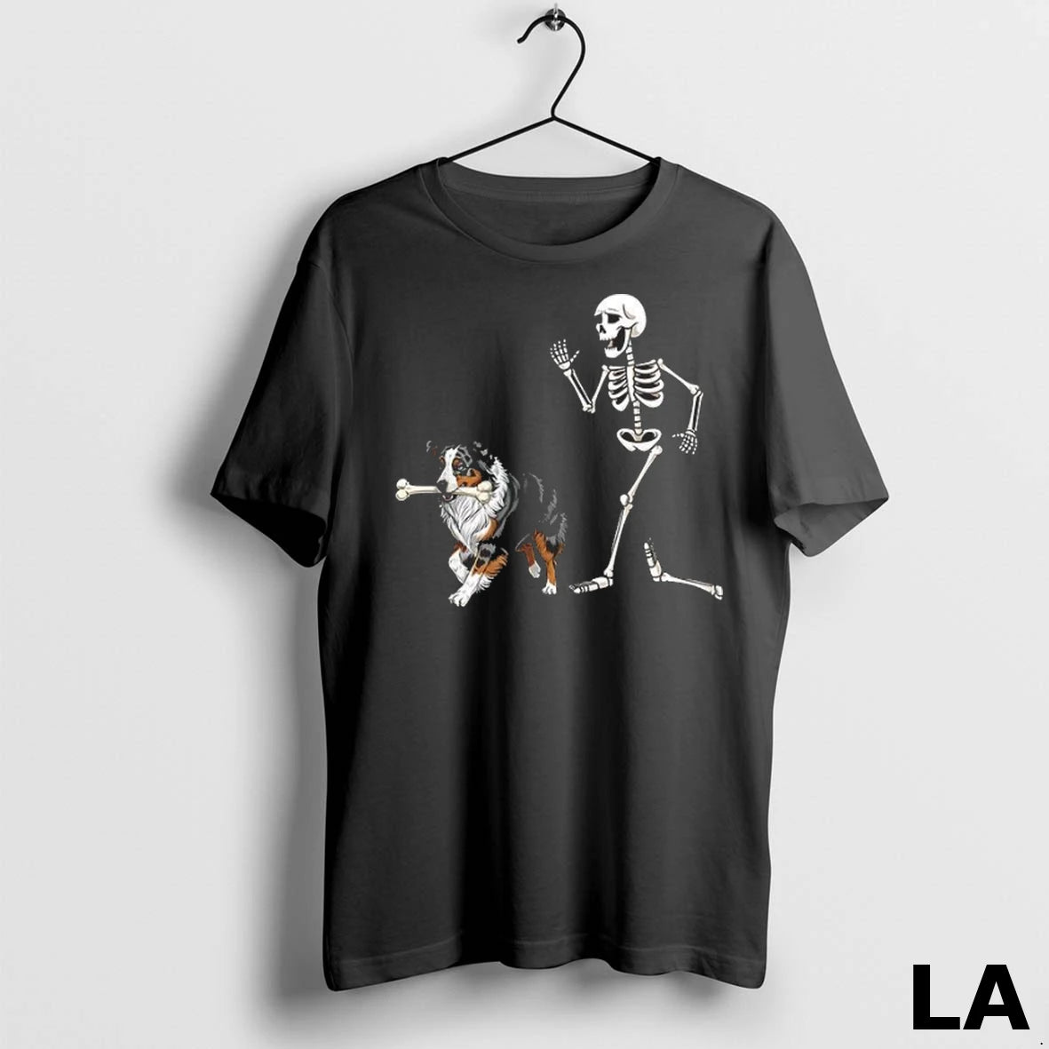 Original Halloween Australian Shepherd And Skeleton