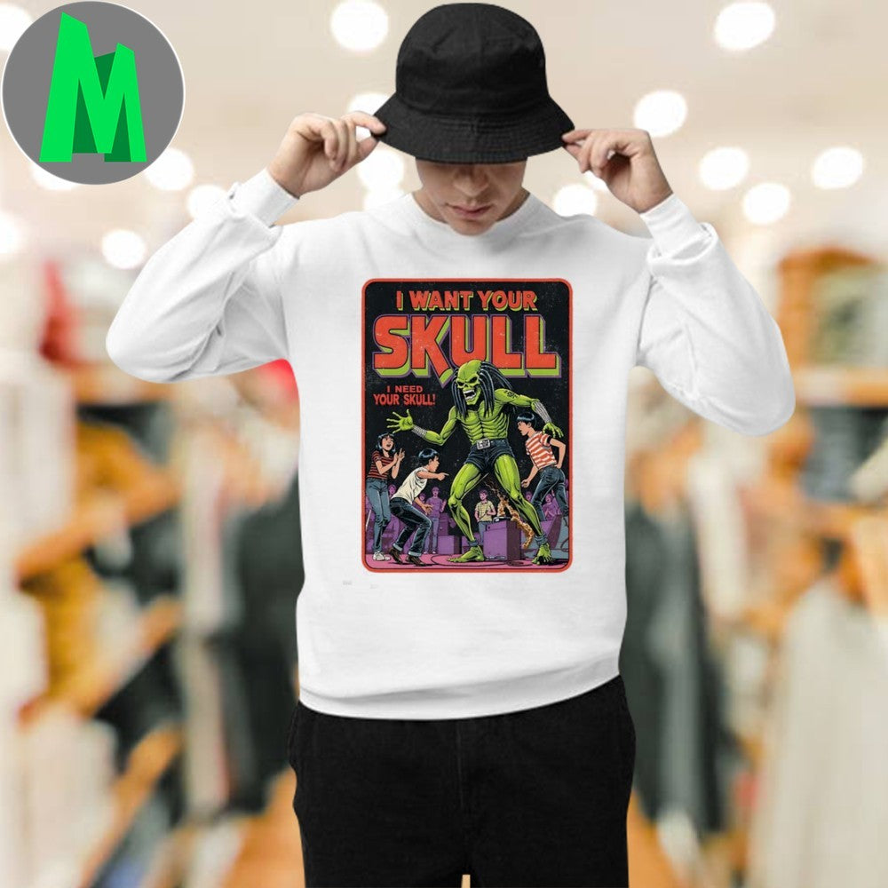 Original I Want Your Skull Retro Punk Rock Horror Art Shirt