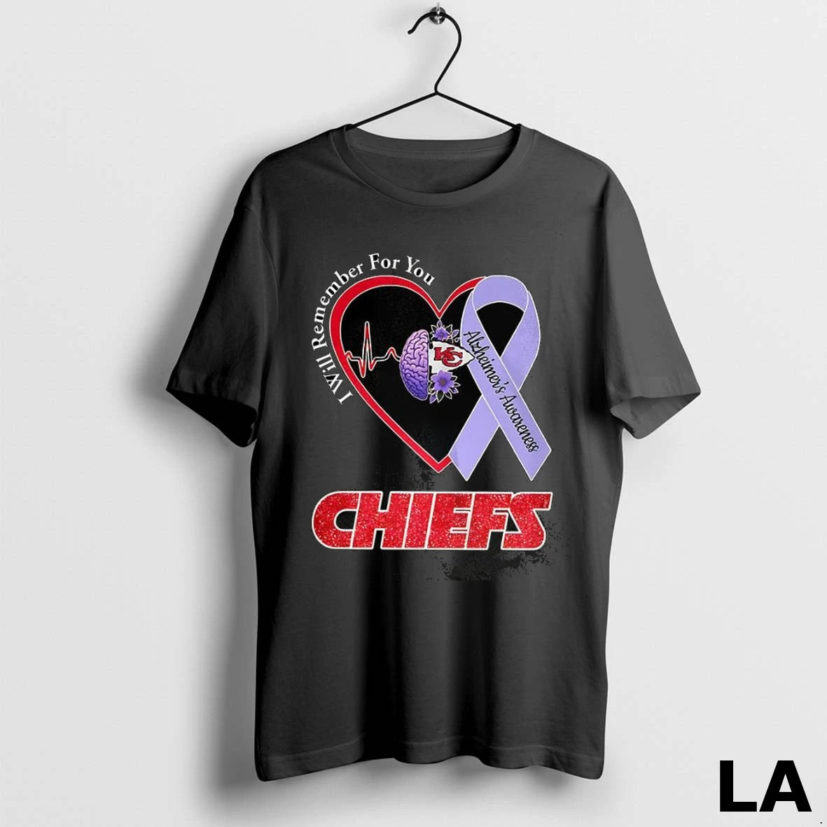 Original I Will Remember For You Alzheimers Awareness Kansas City Chiefs Heart Purple Ribbon