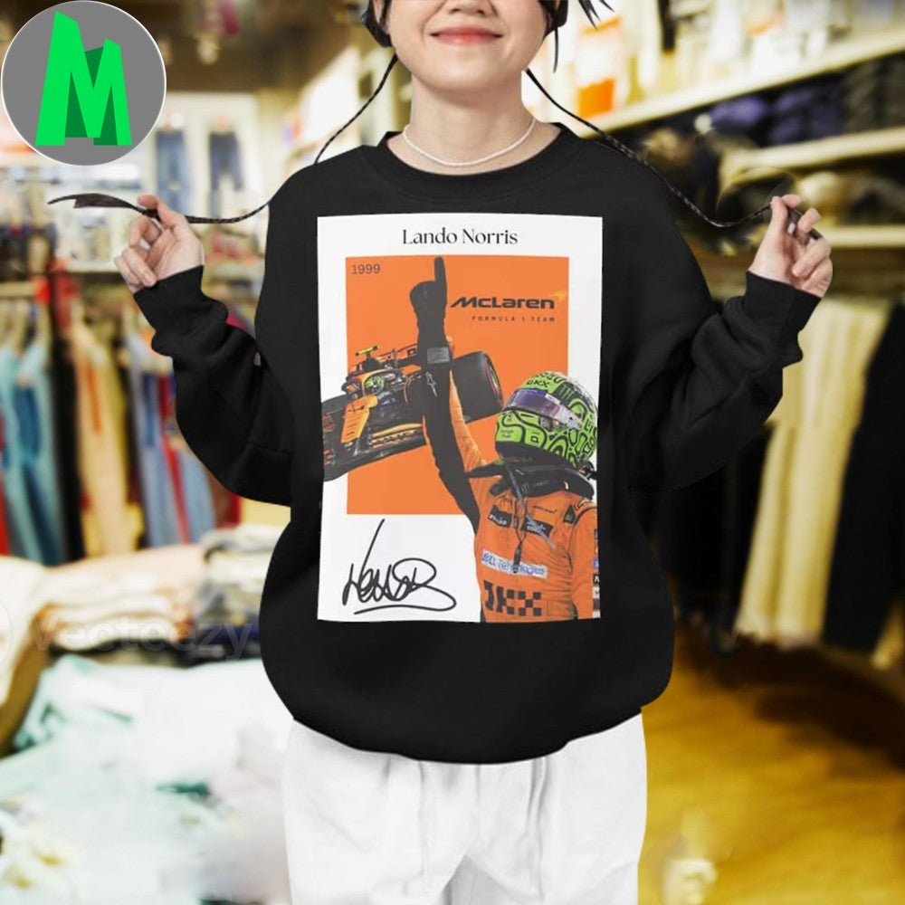 Original Lando Norris McLaren F1 Celebration Graphic Black T-Shirt