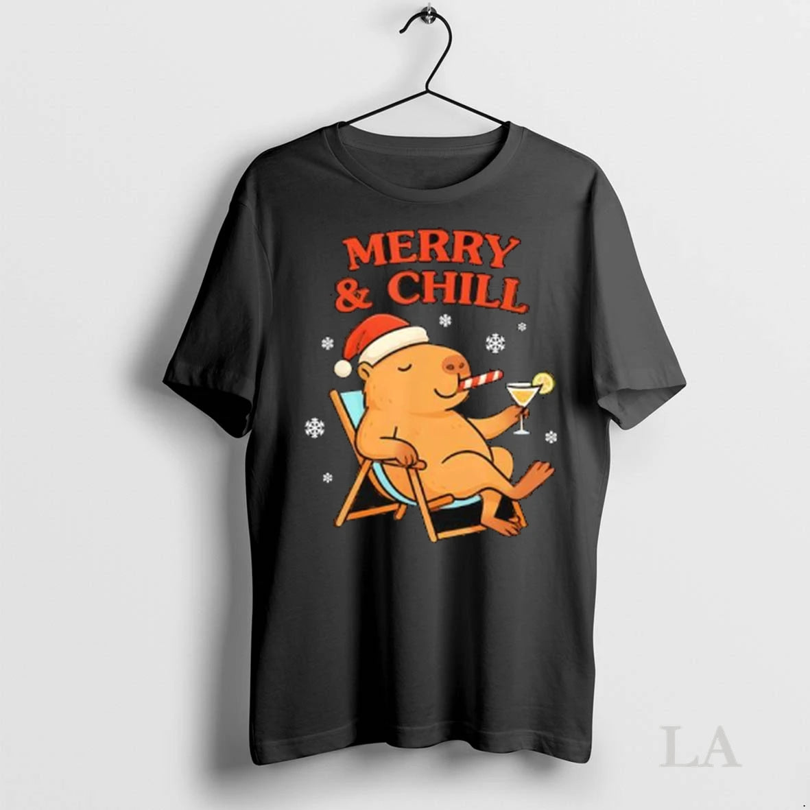 Original Merry And Chill Capybara Christmas Humor Holiday Vacation Ladies