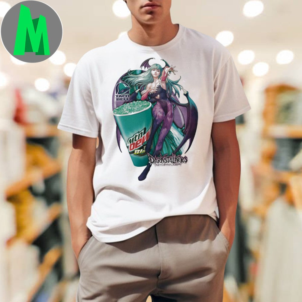 Original Morrigan Aensland Darkstalkers Resurrection x Baja Blast Taco Bell Gaming Anime Shirt