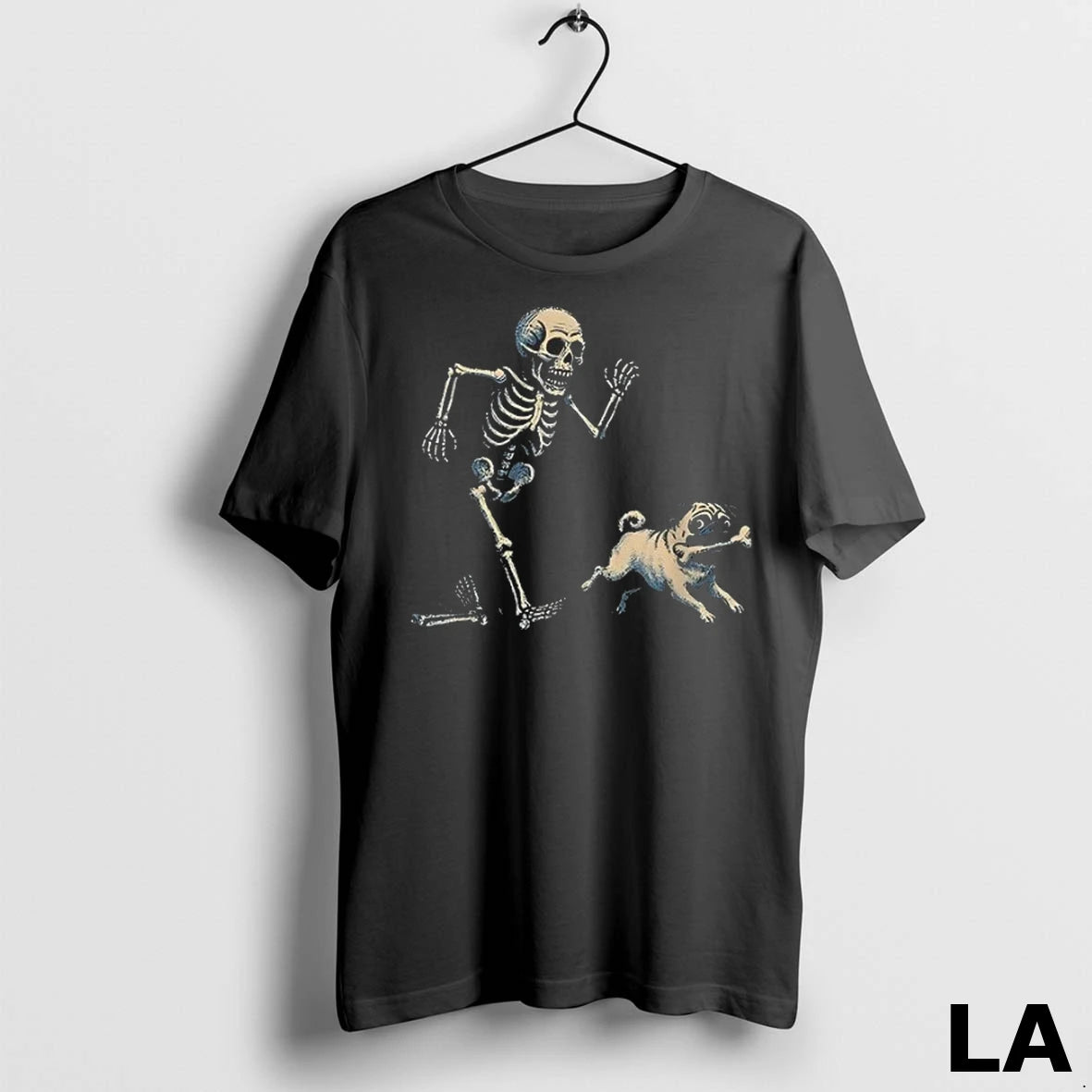 Original Skeleton Chasing Pug Halloween Dog Mom Pug