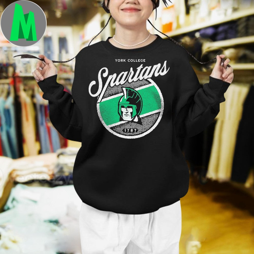 Original York College Spartans Distressed Logo T-Shirt