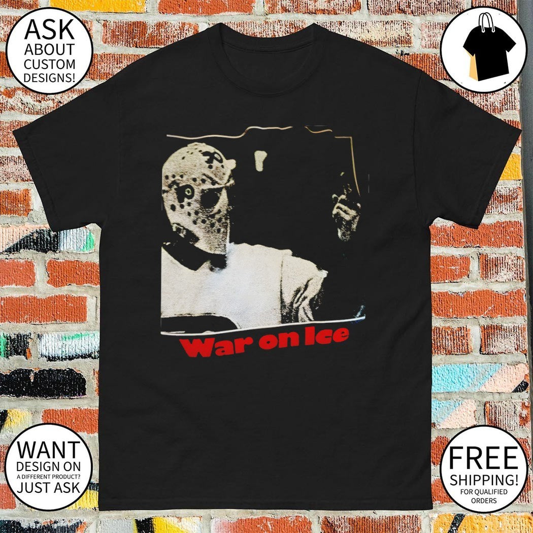 Parent wearing Philadelphia Flyers Hockey mask middle finger war on Ice vintage shirt