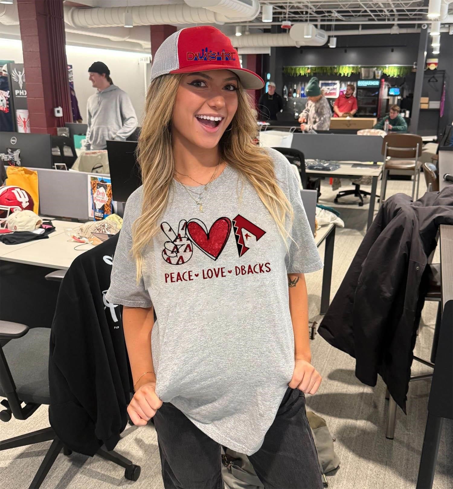 Peace Love Dbacks Arizona Baseball Fan Graphic shirt