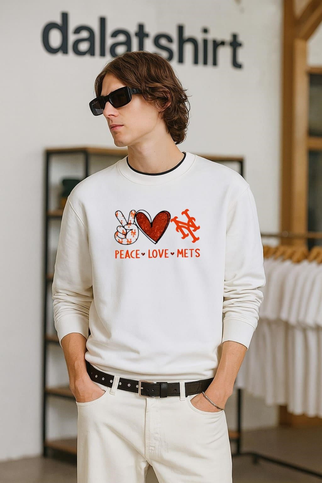 Peace Love Mets New York Baseball Hand Heart Graphics shirt