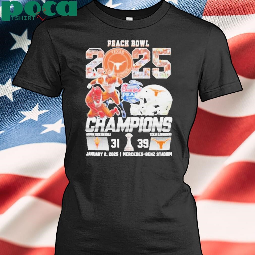 Peach Bowl 2025 Champions Texas Longhorns 39 31 ASU Shirt