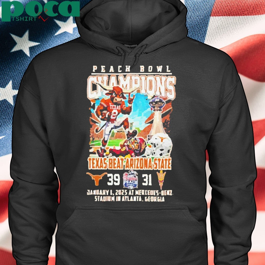 Peach Bowl Champions For Texas Beat Arizona State Mascot Shirt