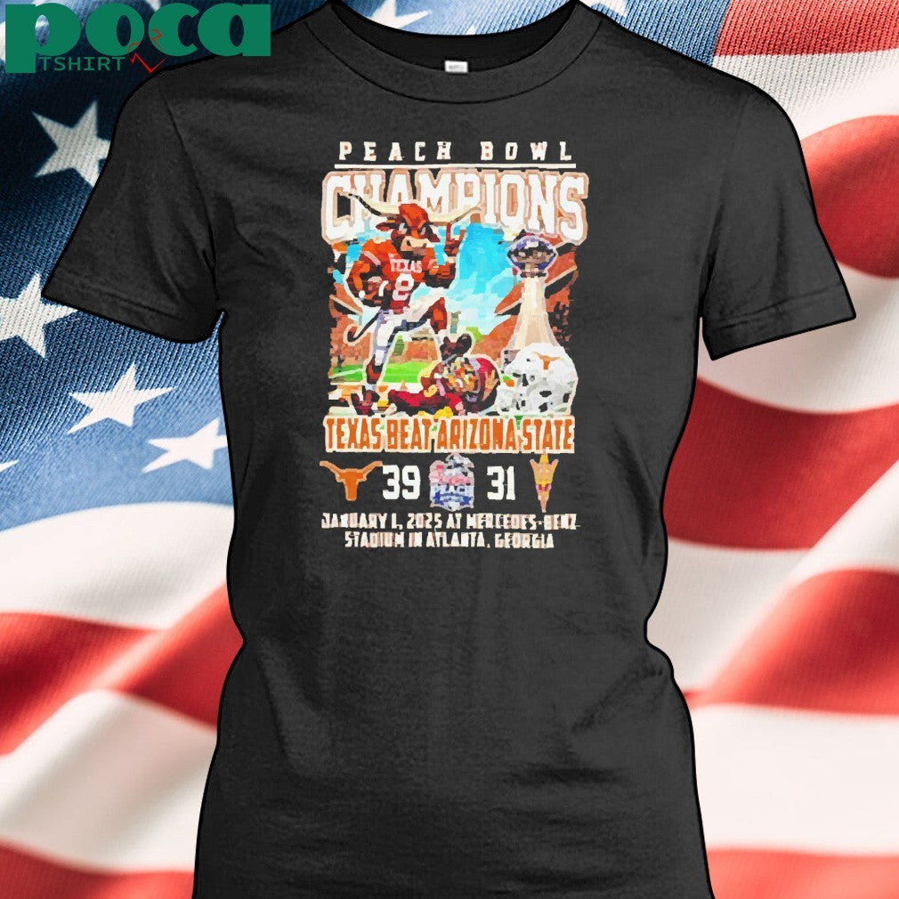 Peach Bowl Champions For Texas Beat Arizona State Mascot Shirt