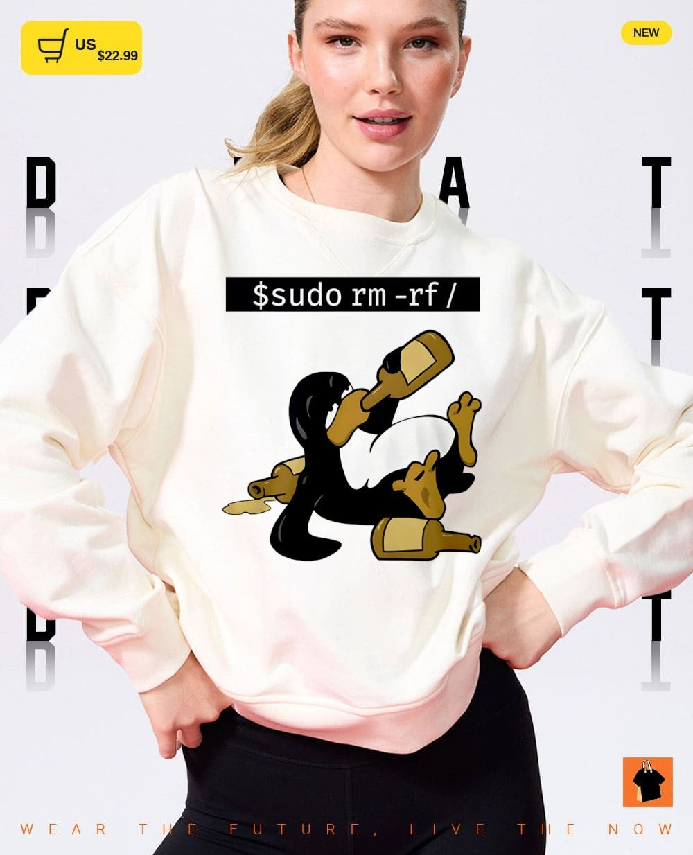 Penguin drunk Funny Linux Tux sudo rm rf shirt