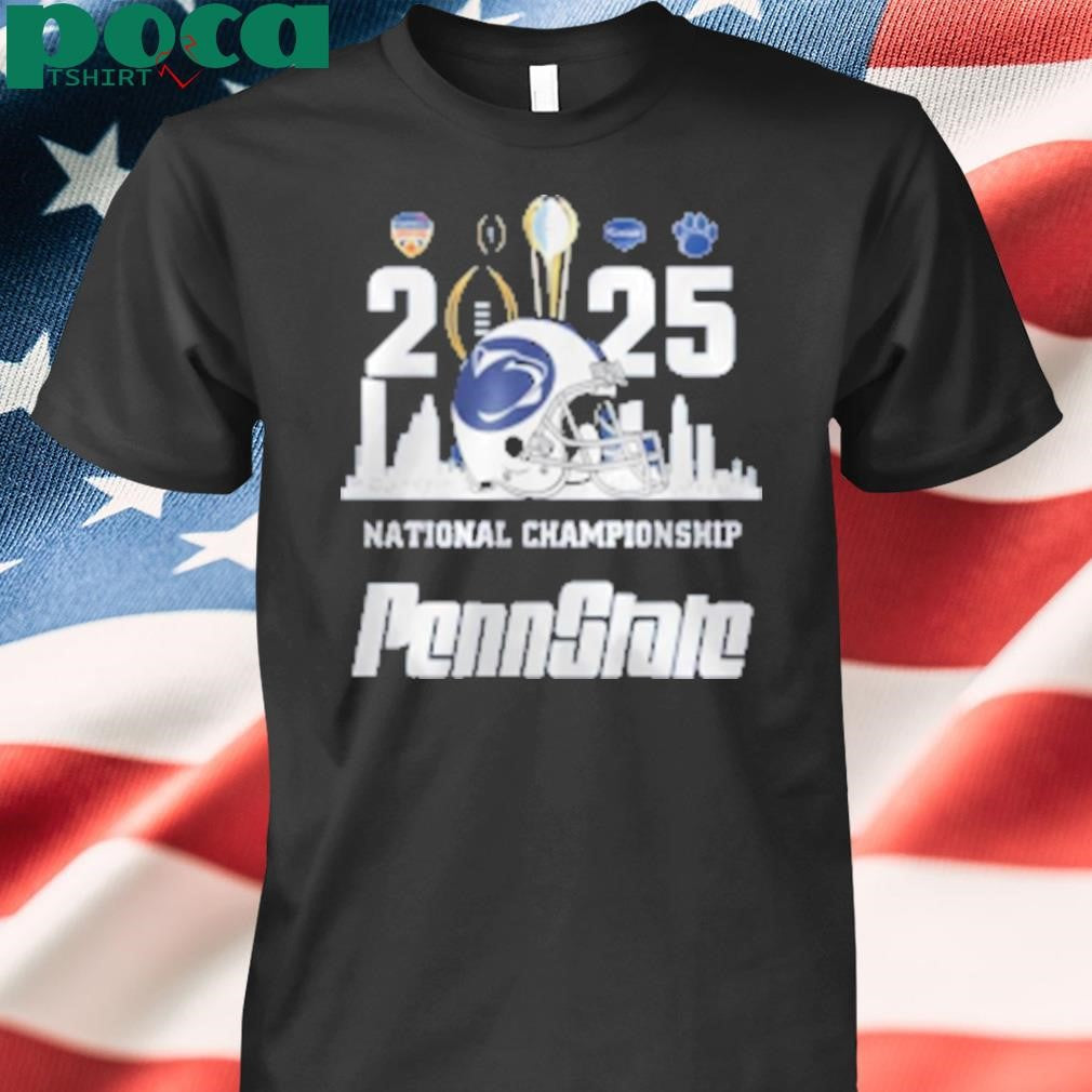 Penn State Nittany Lions 2025 National Championship Skyline Helmet Logo Football T-Shirt