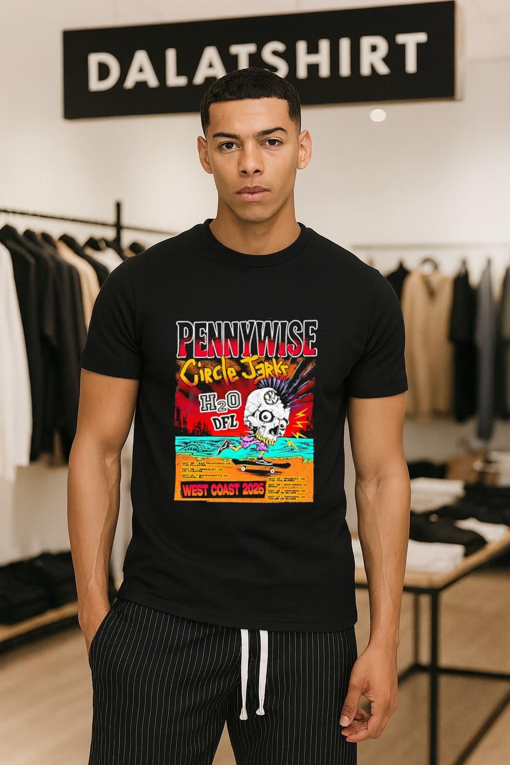 Pennywise Circle Jerks H2o Dfl West Coast 2026 Tour Skate Skull shirt