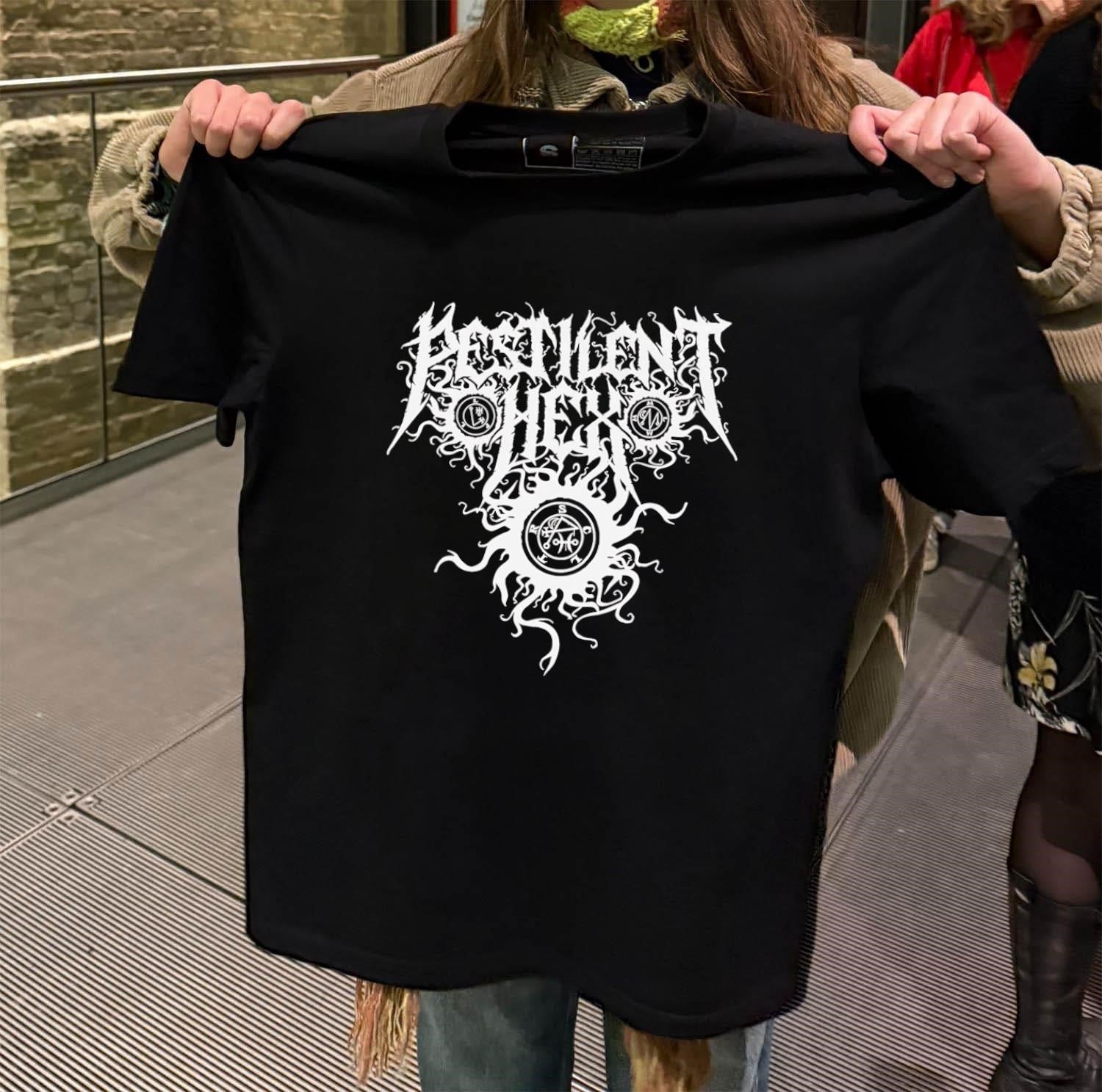 Pestilent Hex Black Metal Band Logo Occult Symbols shirt