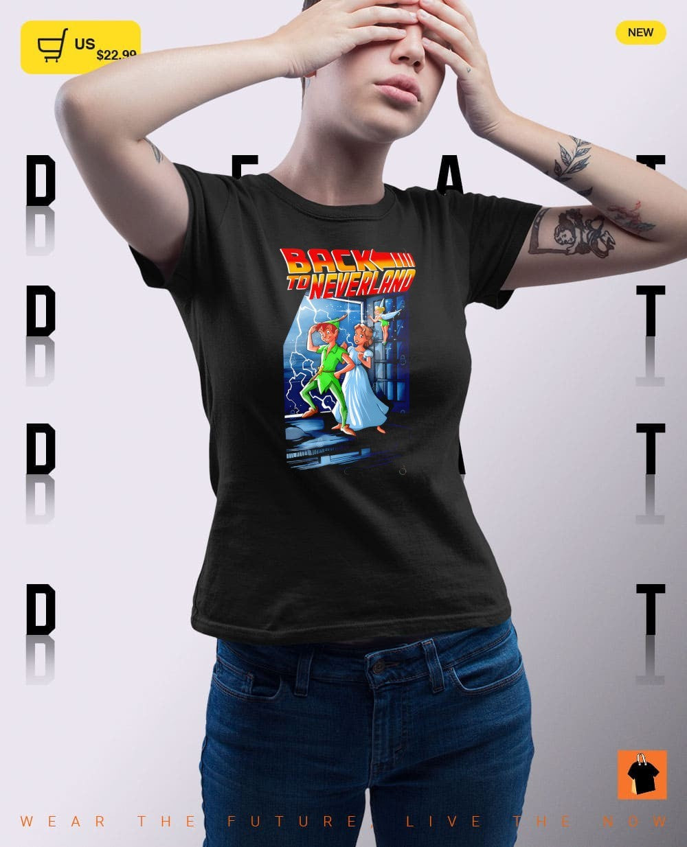 Peter Pan Wendy and Tinkerbell in the style of Back to the Future Back to Neverland shirt