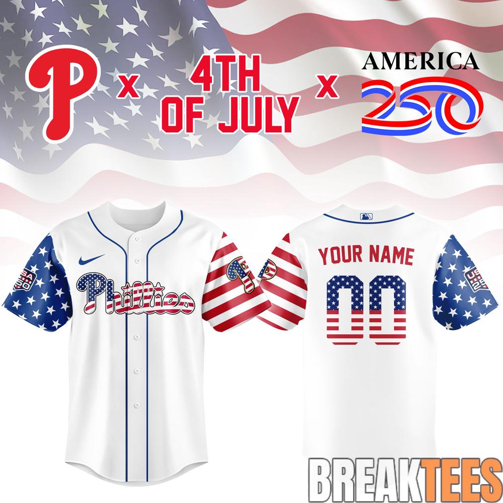 Philadelphia Phillies America250 4th Of July Custom Jersey