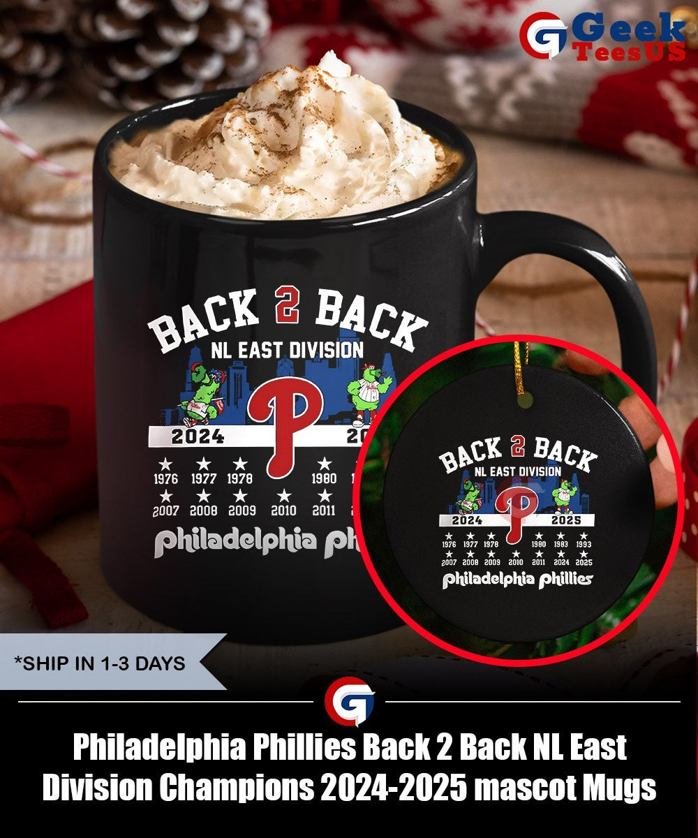 Philadelphia Phillies Back 2 Back NL East Division Champions 2024-2025 mascot shirt