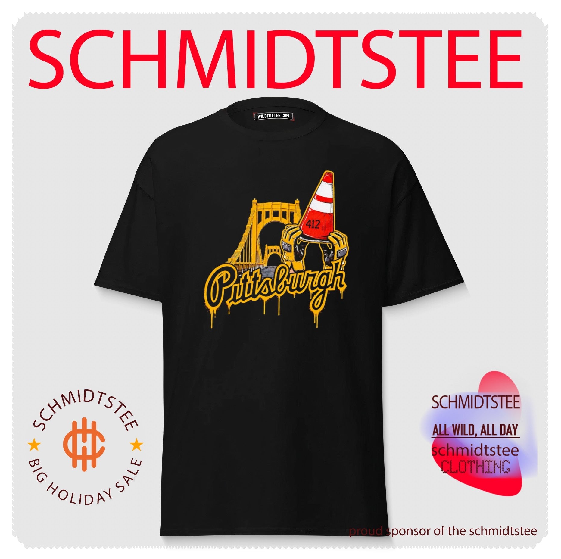 Pittsburgh 412 Construction Cone and Bridge shirt
