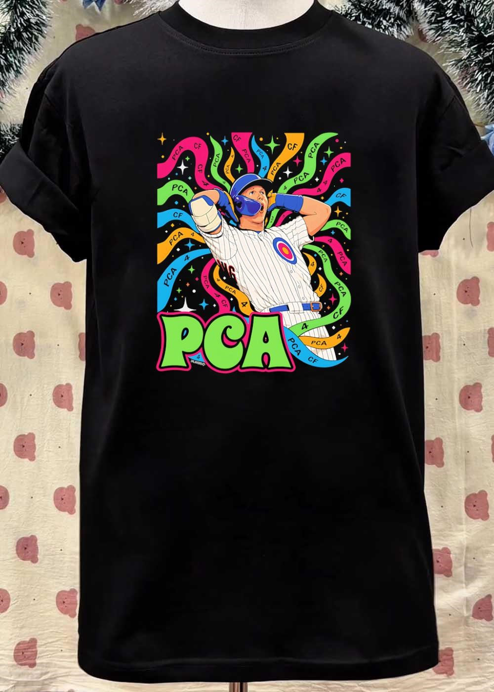 Players T-Shirt Featuring Pete Crow-Armstrong Celebrating a Chicago Cubs PCA