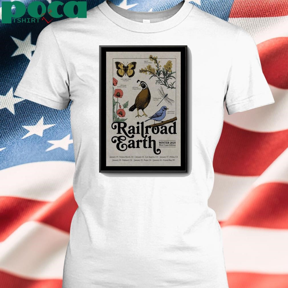 Poster Railroad Earth 2025 Winter Tour West Coat Edition T-Shirt