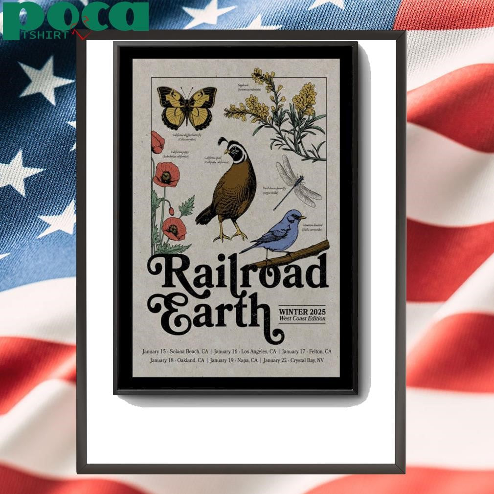 Poster Railroad Earth 2025 Winter Tour West Coat Edition T-Shirt