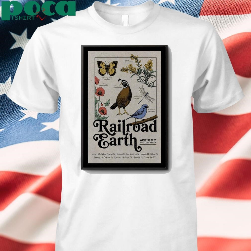 Poster Railroad Earth 2025 Winter Tour West Coat Edition T-Shirt