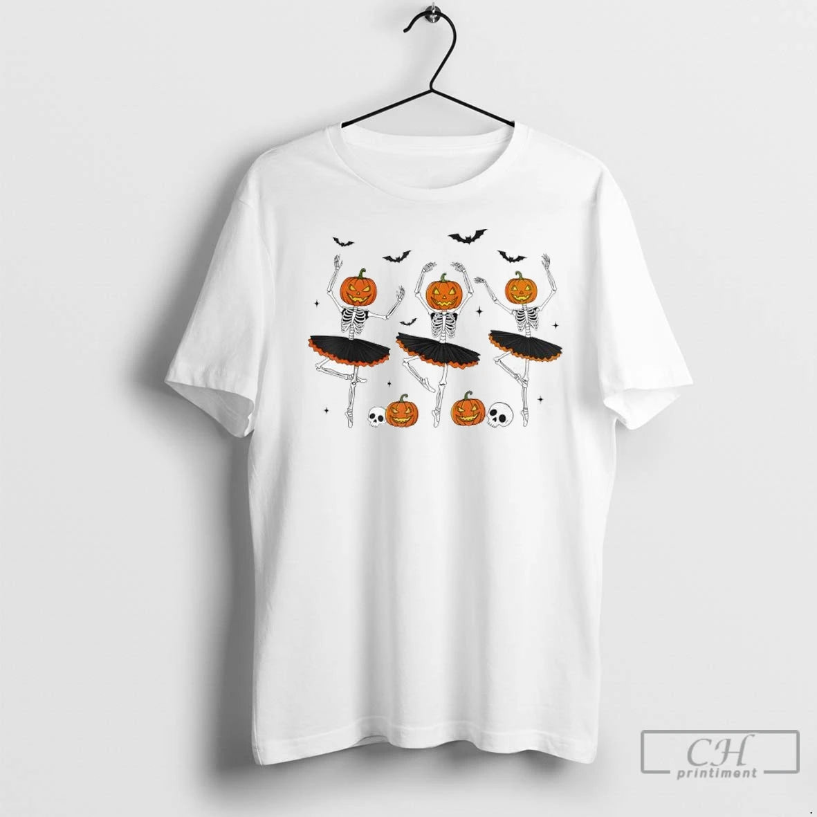 Premium Ballet Pumpkin Dancing Skeleton Scary Halloween