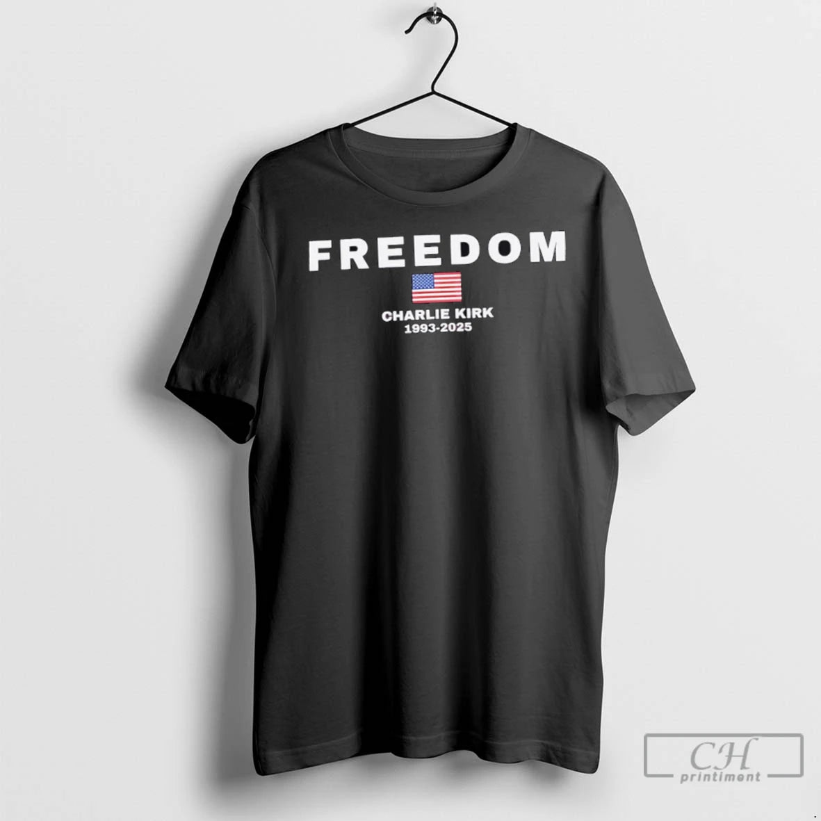 Premium Charlie Kirk Tribute Freedom 1993 2025 American Flag