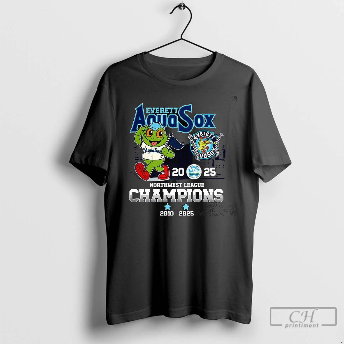 Premium Everett Aquasox Baseball Northwest League Champions 2025 Mascot Skyline